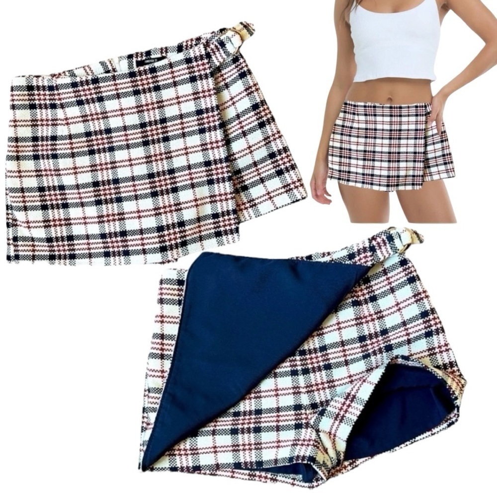 𝅺FOREVER 21 Chic & Classy Academia Tweed Mini Skort Skirt Shorts Size 26 Small